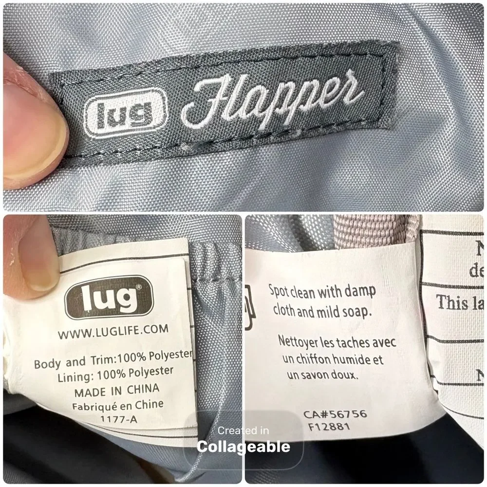 Lug RFID Flapper Convertible Crossbody Bag Gray Lightweight Travel Belt